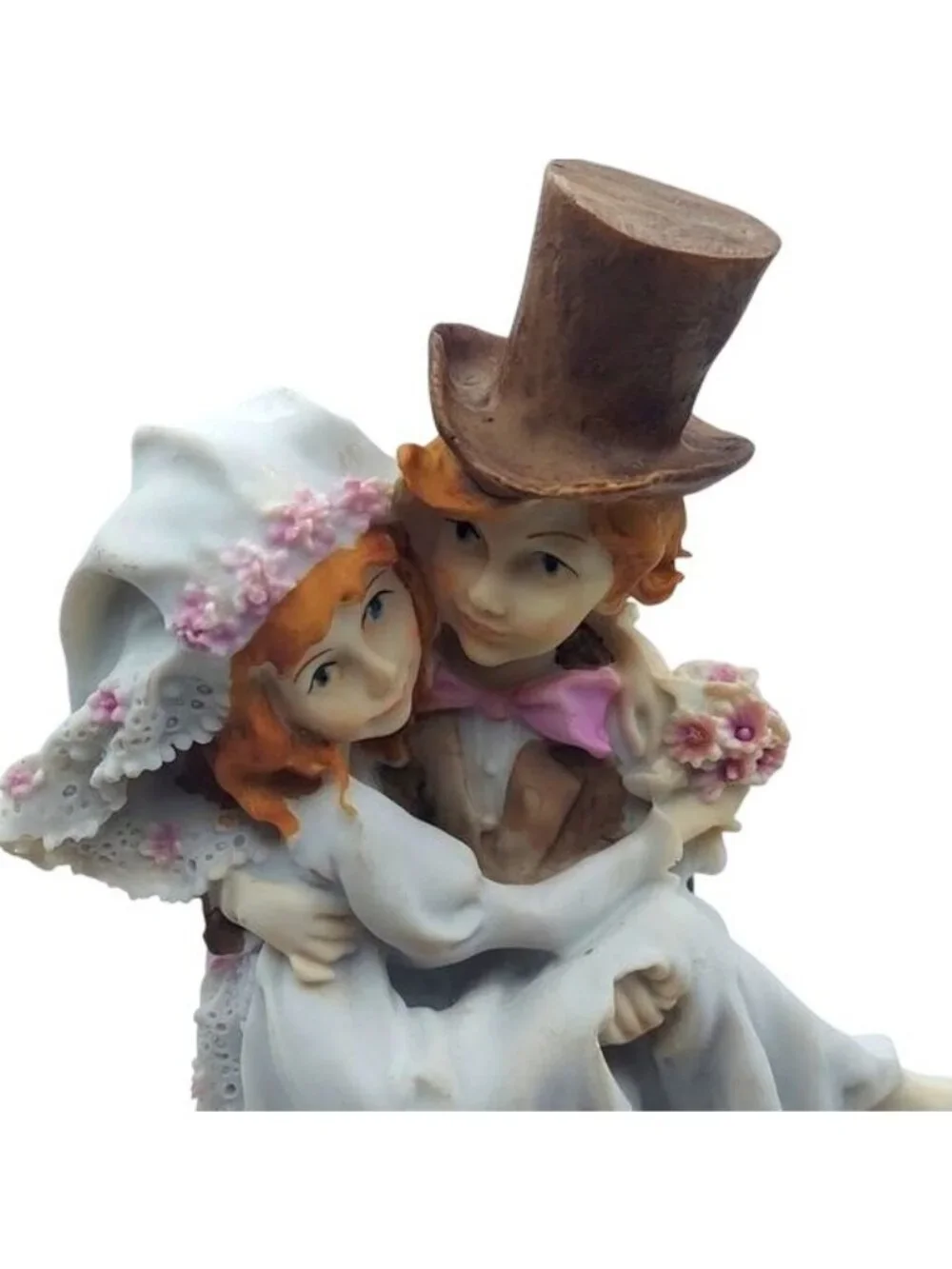 Just Married Porcelain Bride & Groom Crossing the Threshold Collectors Figurine